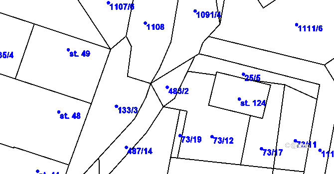 Parcela st. 483/2 v KÚ Stožice, Katastrální mapa