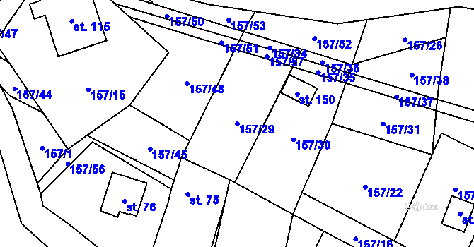 Parcela st. 157/29 v KÚ Stožice, Katastrální mapa