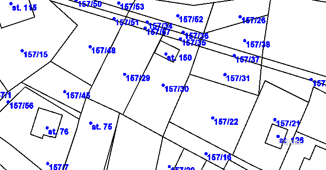 Parcela st. 157/30 v KÚ Stožice, Katastrální mapa