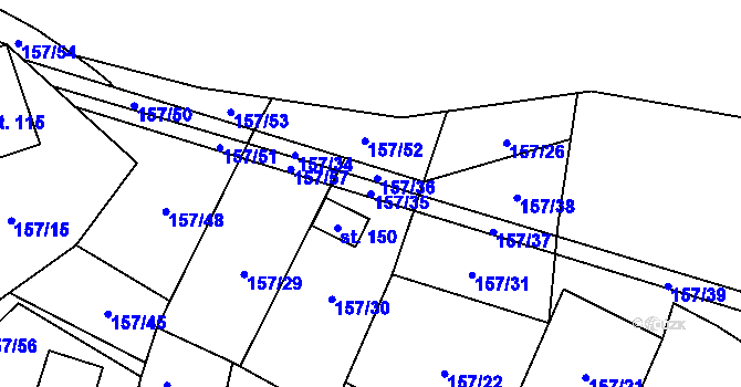 Parcela st. 157/35 v KÚ Stožice, Katastrální mapa