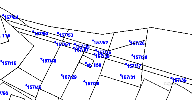Parcela st. 157/36 v KÚ Stožice, Katastrální mapa