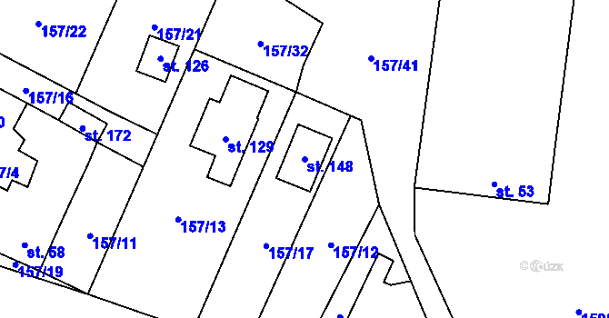 Parcela st. 148 v KÚ Stožice, Katastrální mapa