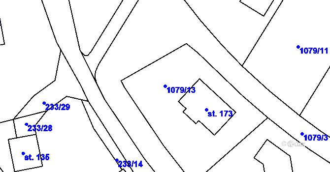 Parcela st. 1079/13 v KÚ Stožice, Katastrální mapa