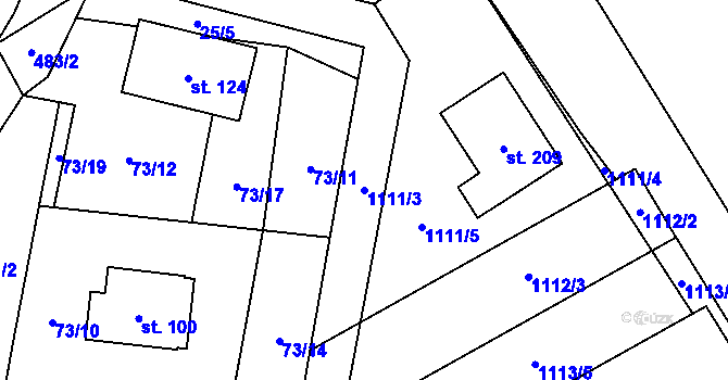 Parcela st. 1111/3 v KÚ Stožice, Katastrální mapa