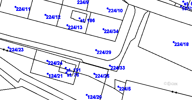 Parcela st. 224/29 v KÚ Stožice, Katastrální mapa