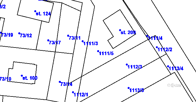 Parcela st. 1111/5 v KÚ Stožice, Katastrální mapa