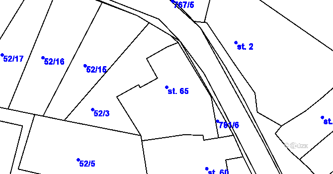 Parcela st. 65 v KÚ Strabenice, Katastrální mapa