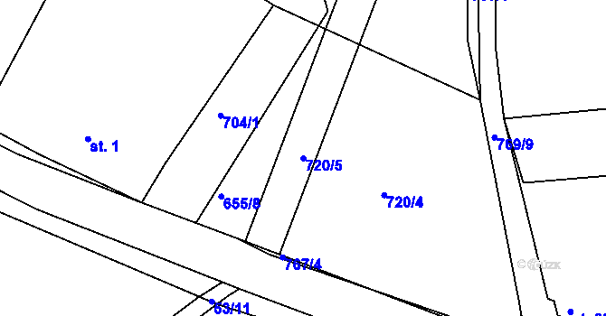 Parcela st. 720/5 v KÚ Strabenice, Katastrální mapa
