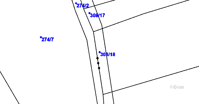 Parcela st. 308/18 v KÚ Strabenice, Katastrální mapa