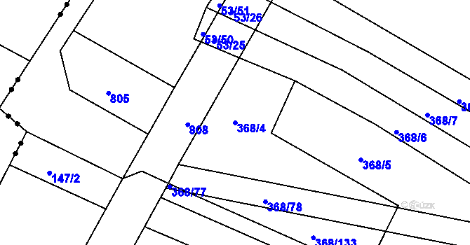 Parcela st. 368/4 v KÚ Strabenice, Katastrální mapa