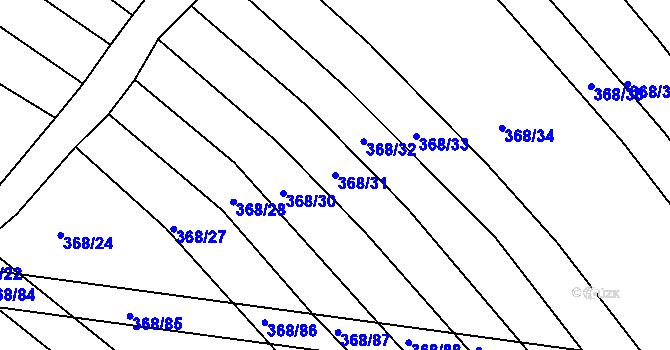 Parcela st. 368/31 v KÚ Strabenice, Katastrální mapa