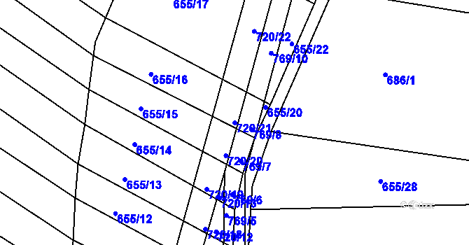 Parcela st. 720/21 v KÚ Strabenice, Katastrální mapa