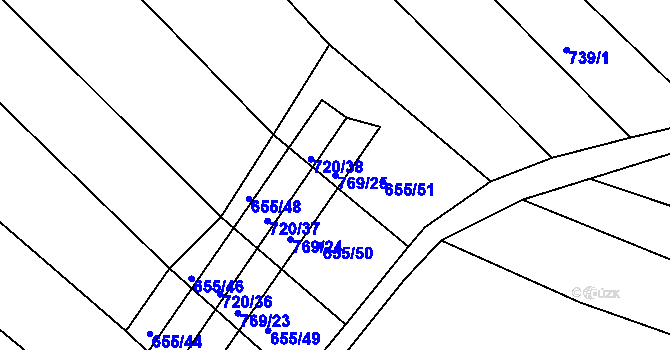 Parcela st. 769/25 v KÚ Strabenice, Katastrální mapa