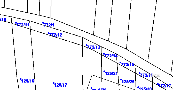 Parcela st. 772/13 v KÚ Strabenice, Katastrální mapa