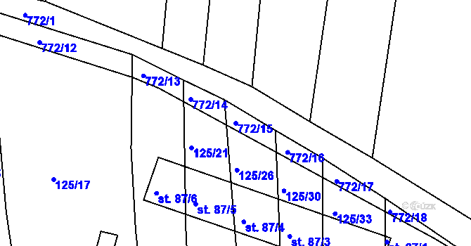 Parcela st. 772/15 v KÚ Strabenice, Katastrální mapa