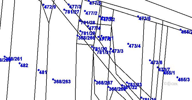 Parcela st. 781/31 v KÚ Strabenice, Katastrální mapa