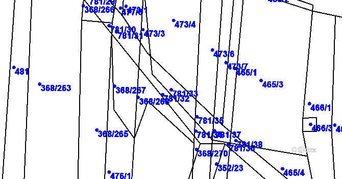 Parcela st. 781/33 v KÚ Strabenice, Katastrální mapa