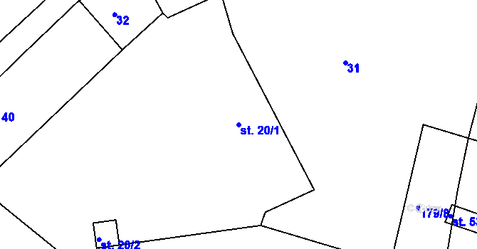 Parcela st. 20/1 v KÚ Klenice, Katastrální mapa
