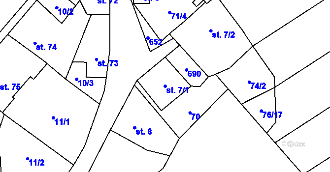 Parcela st. 7/1 v KÚ Stradonice u Nižboru, Katastrální mapa