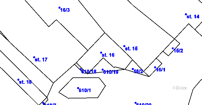 Parcela st. 16 v KÚ Stradonice u Nižboru, Katastrální mapa