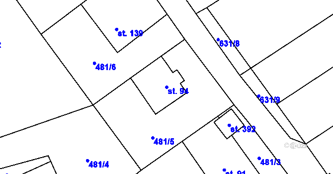 Parcela st. 94 v KÚ Stradonice u Nižboru, Katastrální mapa