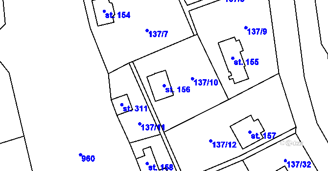 Parcela st. 156 v KÚ Stradonice u Nižboru, Katastrální mapa