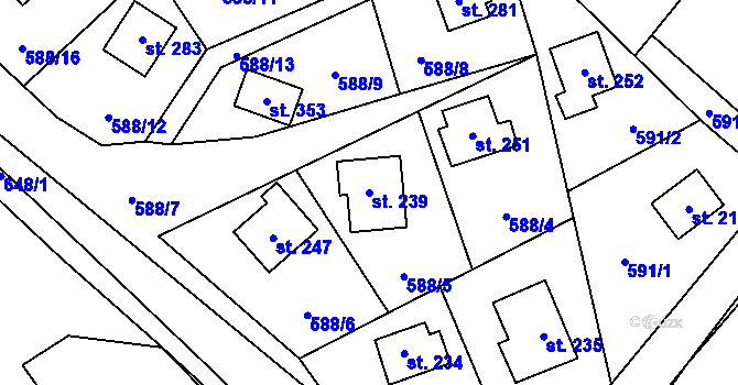Parcela st. 239 v KÚ Stradonice u Nižboru, Katastrální mapa