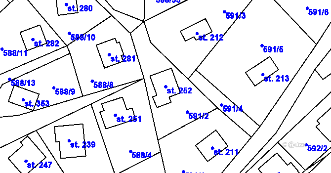 Parcela st. 252 v KÚ Stradonice u Nižboru, Katastrální mapa