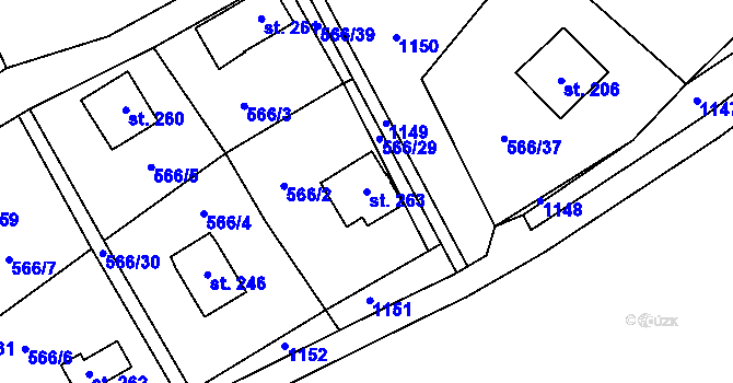 Parcela st. 263 v KÚ Stradonice u Nižboru, Katastrální mapa