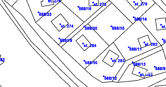 Parcela st. 284 v KÚ Stradonice u Nižboru, Katastrální mapa