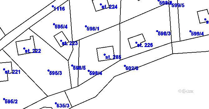 Parcela st. 285 v KÚ Stradonice u Nižboru, Katastrální mapa