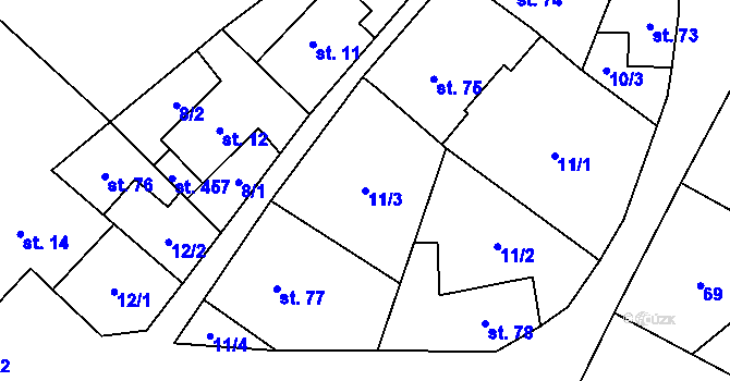 Parcela st. 11/3 v KÚ Stradonice u Nižboru, Katastrální mapa