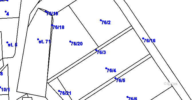 Parcela st. 76/3 v KÚ Stradonice u Nižboru, Katastrální mapa