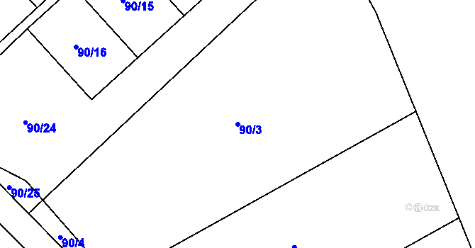 Parcela st. 90/3 v KÚ Stradonice u Nižboru, Katastrální mapa