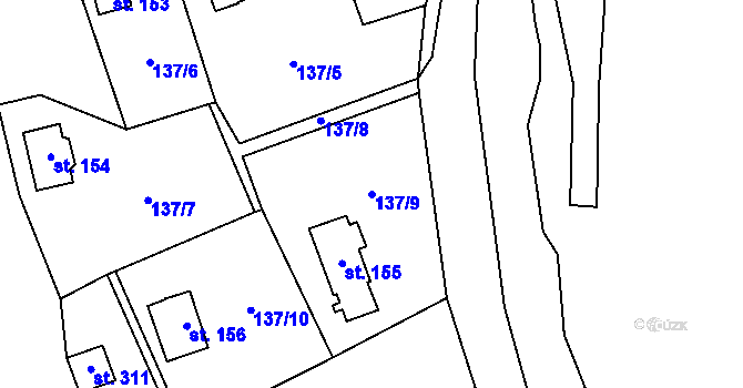 Parcela st. 137/9 v KÚ Stradonice u Nižboru, Katastrální mapa
