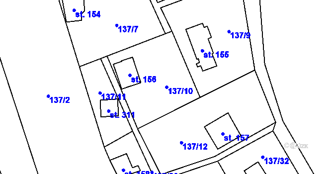 Parcela st. 137/10 v KÚ Stradonice u Nižboru, Katastrální mapa