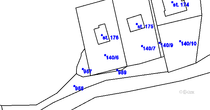 Parcela st. 140/6 v KÚ Stradonice u Nižboru, Katastrální mapa