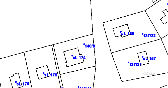 Parcela st. 140/8 v KÚ Stradonice u Nižboru, Katastrální mapa