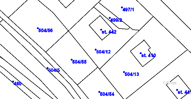 Parcela st. 504/12 v KÚ Stradonice u Nižboru, Katastrální mapa