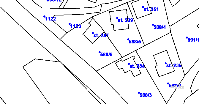 Parcela st. 588/6 v KÚ Stradonice u Nižboru, Katastrální mapa