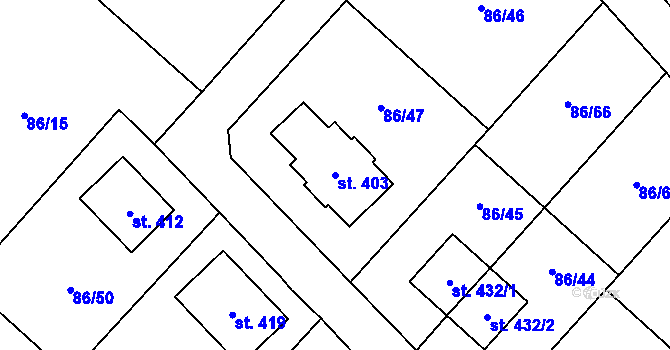 Parcela st. 403 v KÚ Stradonice u Nižboru, Katastrální mapa