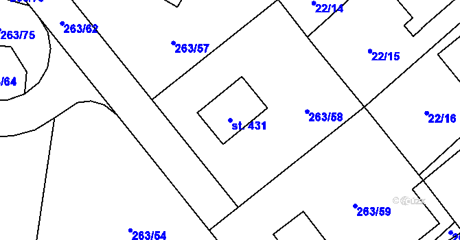 Parcela st. 431 v KÚ Stradonice u Nižboru, Katastrální mapa