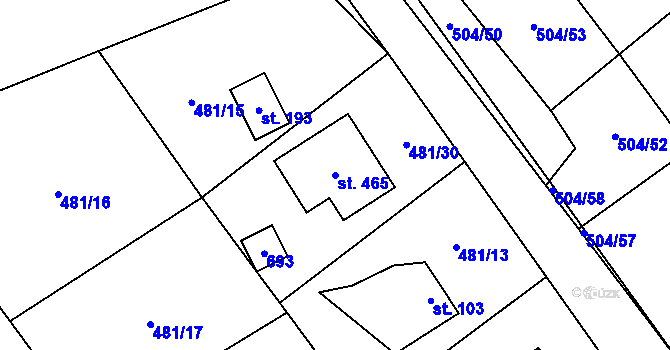 Parcela st. 465 v KÚ Stradonice u Nižboru, Katastrální mapa