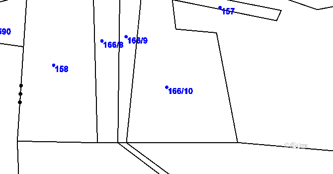 Parcela st. 166/10 v KÚ Stradonice u Zlonic, Katastrální mapa
