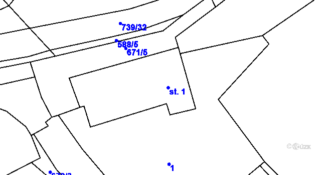 Parcela st. 1 v KÚ Stradouň, Katastrální mapa