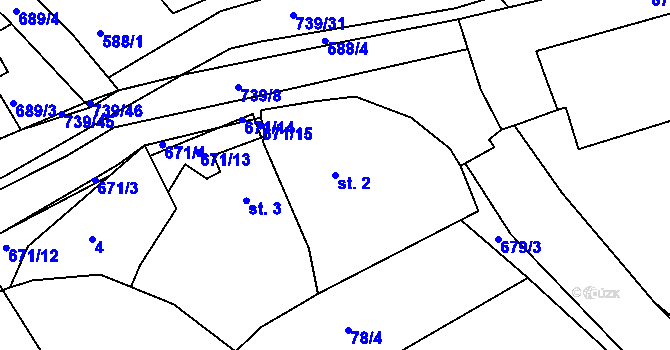 Parcela st. 2 v KÚ Stradouň, Katastrální mapa