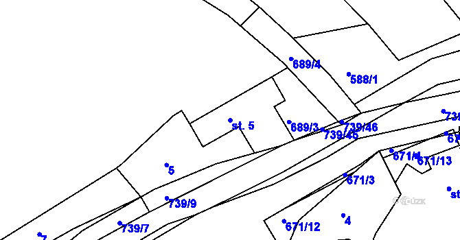 Parcela st. 5 v KÚ Stradouň, Katastrální mapa