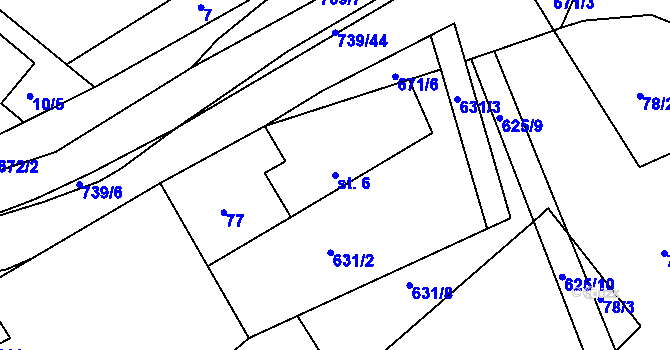 Parcela st. 6 v KÚ Stradouň, Katastrální mapa