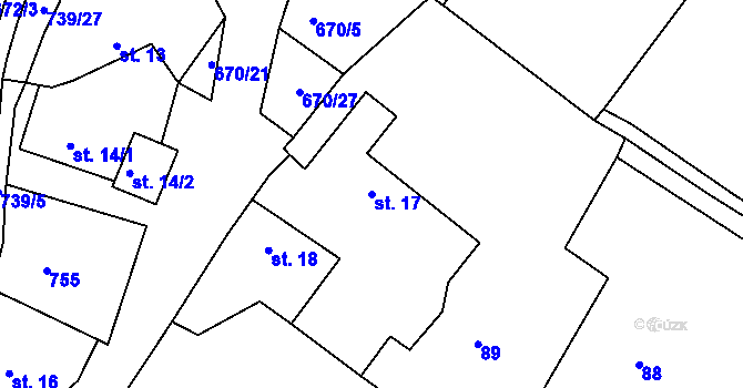 Parcela st. 17 v KÚ Stradouň, Katastrální mapa
