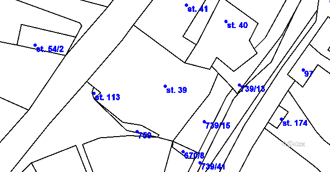 Parcela st. 39 v KÚ Stradouň, Katastrální mapa